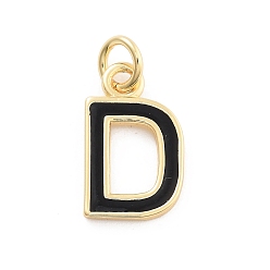 Letter D Стойки обшивки латунные подвески, с эмалью и кольцом для прыжков, без кадмия и без свинца, долговечный, реальный 18 k позолоченный, буквы, Буква D, 11.5x7x1 мм, отверстие : 2.5 мм
