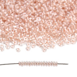 (1068) Pale Blush Pink Lined Crystal Toho 11/0 полукруглые бусины, японский бисер, (1068) бледно-румяный розовый кристалл, 11/0, 2.2x0.9 мм, отверстие : 0.8 мм, Около 8666 шт / 50 г