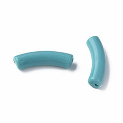 Озёрно--синий Непрозрачные акриловые бусины, изогнутая трубка, Плут синий, 32x10x8 мм, отверстие : 1.8 мм