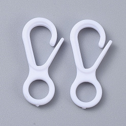 White Plastic Lobster CLaw Clasps, White, 33x15.5x4.5mm, Hole: 7.5mm