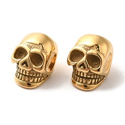 Golden 304 Stainless Steel Beads Rhinestone Settings, Large Hole Beads, Skull Head, Golden, Fit for 5mm Rhinestone, 15x10x11mm, Hole: 5.5mm