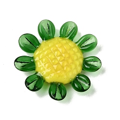 Yellow Handmade Lampwork Fridge Magnet, Sunflower, Yellow, 35x7mm