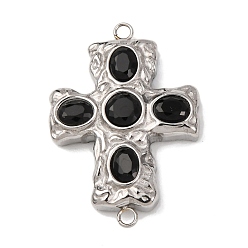 Черный 304 подвески-коннекторы из нержавеющей стали с паве из кубического циркония, перекрестные ссылки, цвет нержавеющей стали, чёрные, 26x18x4.5 мм, отверстие : 1.5 мм