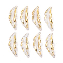 Clear Transparent Acrylic Pendants, with Gold Stamping, Leaf, Clear, 40x15x5mm, Hole: 1.6mm, 454pcs/500g