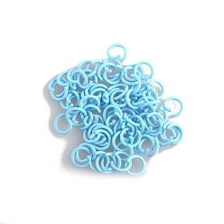 Light Sky Blue Baking Painted Iron Open Jump Rings, Round Ring, Light Sky Blue, 10x1.4mm