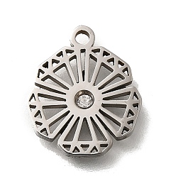 Нержавеющая Сталь Цвет 304 из нержавеющей стали горный хрусталь подвески, ручная полировка резка, цвет нержавеющей стали, 13.5x11.5x1.5 мм, отверстие : 1.2 мм