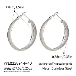 Серебро Серьги из 304 нержавеющей стали, серебряные, 40x8.5 мм