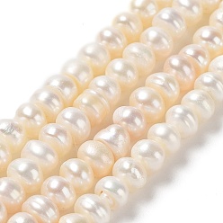 PapayaWhip Natural Cultured Freshwater Pearl Beads Strands, Grade 2A, Rondelle, PapayaWhip, 5~6x3~4mm, Hole: 0.5mm, about 101pcs/strand, 15.47 inch(39.3cm)