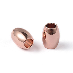 Rose Gold Oval Ion Plating(IP) 202 Stainless Steel Beads, Rose Gold, 6x5mm, Hole: 2.5mm