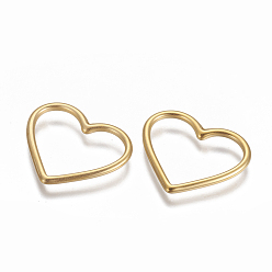 Golden 304 Stainless Steel Linking Rings, Heart, Golden, 28.2x23.7x2.1mm