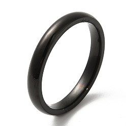 Black Ion Plating(IP) 304 Stainless Steel Flat Plain Band Rings, Black, Size 8, Inner Diameter: 18mm, 3mm