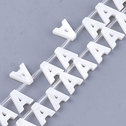 Letter A Natural Freshwater Shell Beads, Top Drilled Beads, White, Letter.A, 10x8.5x3mm, Hole: 0.8mm