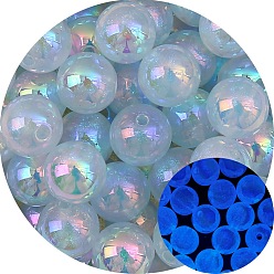 Sky Blue Luminous Acrylic Bead, Round, Sky Blue, 12mm, 5pcs/bag
