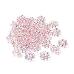 Pearl Pink UV Plating Rainbow Iridescent Acrylic Beads, Flower, Pearl Pink, 16.5x15.5x6mm, Hole: 1.6mm
