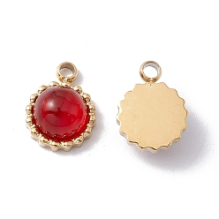 Carnelian Natural Carnelian Charms, with Ion Plating(IP) Real 24K Gold Plated 304 Stainless Steel Findings, Flower, 8x6x3mm, Hole: 1.1mm