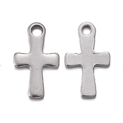 Stainless Steel Color 304 Stainless Steel Charms, Laser Cut, Cross, Stainless Steel Color, 12x7x1mm, Hole: 1.4mm