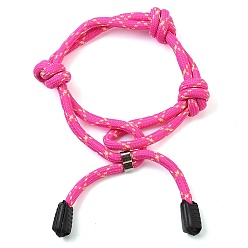 Ярко-Розовый Браслеты из нейлоновой нити, со сплавом, для молодых людей орнамент, ярко-розовый, 7-5/8 дюйм (19.5 см), внутренний диаметр: 2-3/8 ~3-1/8 дюйм (6~8 см)