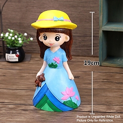 Hat DIY Unpainted Girl Gypsum Doll Crafts, Plaster Painted Dolls for Kids Painting & Drawing Toy Supplies, Girl Pattern, 19cm