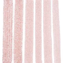 Pink Стеклянные бусины с гальваническим покрытием , с покрытием AB цвета, граненые, рондель, розовые, 4x3 мм, отверстие : 0.4 мм, около 105~110 шт / нитка, 38~39 см