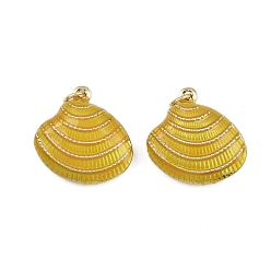 Желтый Подвески в форме ракушек из латуни с эмалью, с прыжковых колец, золотые, стойки покрытие, без кадмия и без свинца, долговечный, желтые, 19.5x19.5x7 мм, отверстие : 3.4 мм