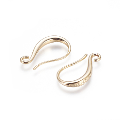 Golden Brass Earring Hooks, with Horizontal Loop, Long-Lasting Plated, Golden, 19.5x11x2.5mm, Hole: 2mm, 18 Gauge, Pin: 1mm