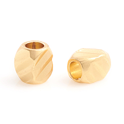 Real 14K Gold Plated Matte Style Brass Beads, Long-Lasting Plated, Textured, Cuboid, Real 14K Gold Plated, 3x2.5x2.5mm, Hole: 1.5mm