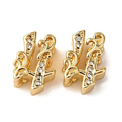Золотой Латунные микро проложить кубического циркония бусы, число, без кадмия и без свинца, золотые, 11x7x6 мм, отверстие : 4x2 мм