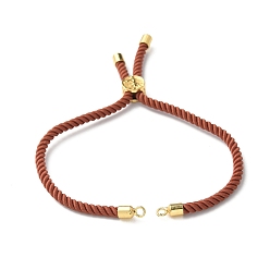 Сиена Изготовление браслетов из хлопка, с латунной фурнитурой , плоские круглые с дерева жизни, реальный 18 k позолоченный, цвет охры, 8-5/8 дюйм (22 см), отверстие : 2 мм