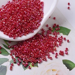 (DB0162) Opaque Red AB MIYUKI Delica Beads, Cylinder, Japanese Seed Beads, 11/0, (DB0162) Opaque Red AB, 1.3x1.6mm, Hole: 0.8mm, about 2000pcs/bottle, 10g/bottle