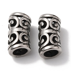 Antique Silver 304 Stainless Steel Beads,  Column, Antique Silver, 16x8mm, Hole: 5.5mm