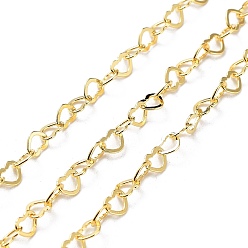 Real 18K Gold Plated 925 Sterling Silver Heart Link Chains, Soldered, Real 18K Gold Plated, 4x5.5x0.6mm