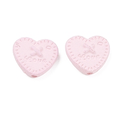 Pink Непрозрачные акриловые бусины, сердце со словом "love", розовые, 11x13x5 мм, отверстие : 1.6 мм