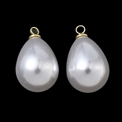 Light Gold Подвески из АБС-пластика с жемчугом, слеза, с петлей из сплава, золотой свет, 22x13 мм, отверстие : 1.6 мм