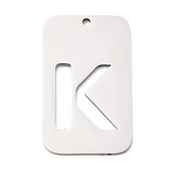 Letter K 304 подвески из нержавеющей стали, прямоугольник с буквой, цвет нержавеющей стали, Письмо K, 33x20x1.5 мм, отверстие : 1.8 мм