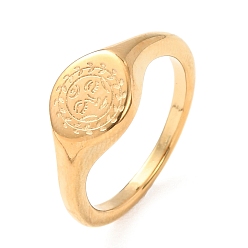 Солнце 304 кольца для пальцев из нержавеющей стали для женщин, выражение лица солнца, перстни-печатки, золотые, солнце, 9 мм, внутренний диаметр: 17 мм