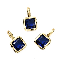 Синий Квадратные медные микро проложить кубических прелести диоксида циркония, стойки покрытие, долговечный, без кадмия и без свинца, золотые, синие, 11.5x6.5x4 мм, отверстие : 4x2.5 мм