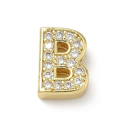Letter B Латунный микро pave прозрачный кубик циркония подвески, долговечный, без кадмия и без свинца, В письме, 12.5x9x4.5 мм, отверстие : 2x9 мм