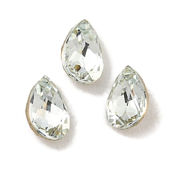 Свет Азора Стеклянные стразы кабошоны, задние и задние, граненые, слеза, свет Azore, 4x2.5x2 мм