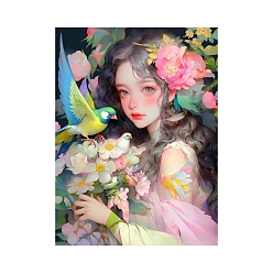 Colorful Fairy Cartoon Girl Pattern DIY Diamond Painting Kit, Including Resin Rhinestones Bag, Diamond Sticky Pen, Tray Plate and Glue Clay, Colorful, 400x300mm