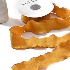Goldenrod Polyester Ruffled Ribbon, Pleated Ribbon, for Gift Wrapping, Bow Tie Making, Goldenrod, 1 inch(25mm), about 9.84 Yards(9m)/Roll