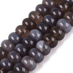 Schiefer grau Natürliche Achat Perlen Stränge, glatte Rondelle, gefärbt, Schiefer grau, 12x7.5 mm, Bohrung: 0.5~1.2 mm, ca. 48~56 Stk. / Strang, 14.17~16.73 Zoll (36~42.5 cm)