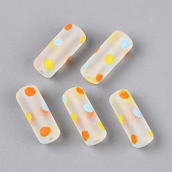 Разноцветный Матовое ручной работы Lampwork бисер, столбец в горошек, красочный, 19~20x7.5~8.5 мм, отверстие : 0.7~1.8 мм