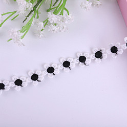 Black 15 Yards Milk Fiber Flower Lace Ribbon, Clothing Decoration, Black, 1/2 inch(13mm)
