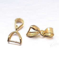Golden Sterling Silver Pendant Bails, Ice Pick & Pinch Bails, Golden, 13x8x3mm, Hole: 3x3mm, Pin: 1mm, about 52pcs/20g