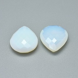 Opalite Opalite Beads, Half Drilled, teardrop, Faceted, 18x16x7mm, Hole: 1mm