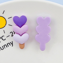Lilac Valentine's Day Opaque Resin Decoden Cabochons, Triple Heart, Lilac, 33x15mm
