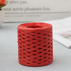 Red Raffia Ribbon, Packing Paper String, Raffia Twine Paper Cords for Gift Wrapping and Weaving, Red, 3~4mm, about 218.72 Yards(200m)/Roll