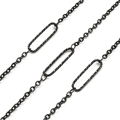 Electrophoresis Black Handmade 304 Stainless Steel Oval Link Chains, Soldered, with Spool, Electrophoresis Black, 20x5x1mm, about 16.40 Feet(5m)/Roll