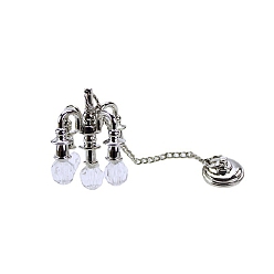 Silver Mini Crystal Chandelier,  Miniature Scene Model Dollhouse Lighting Accessories, Silver, 55x20mm