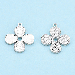 Silver 925 Sterling Silver Charms, Flower, Silver, 14x12x1.5mm, Hole: 1mm